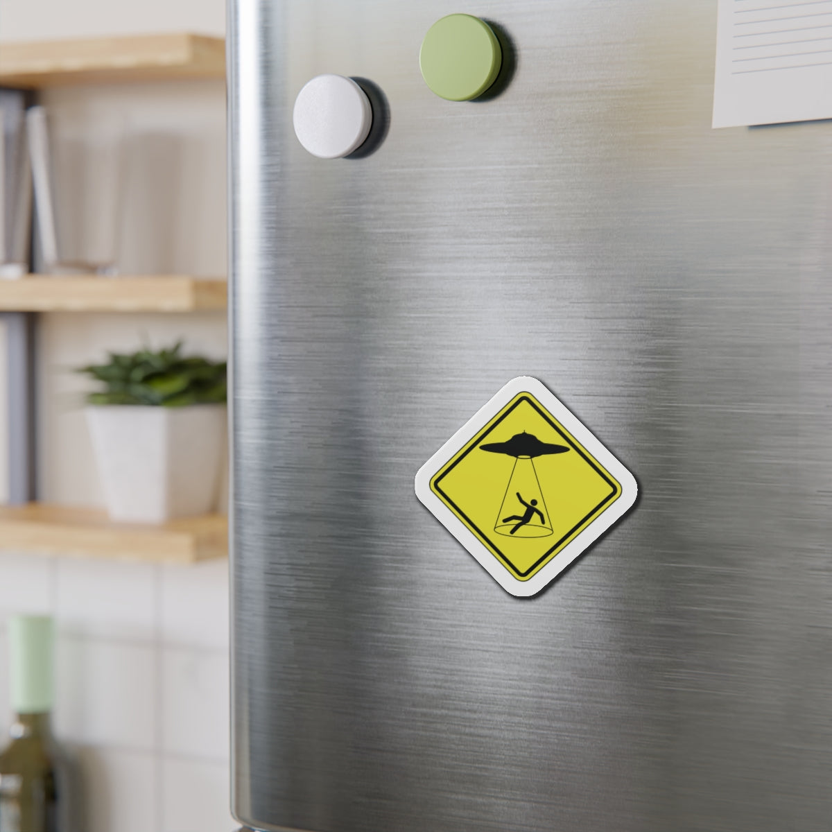 CAUTION UFO. Die-Cut Magnets