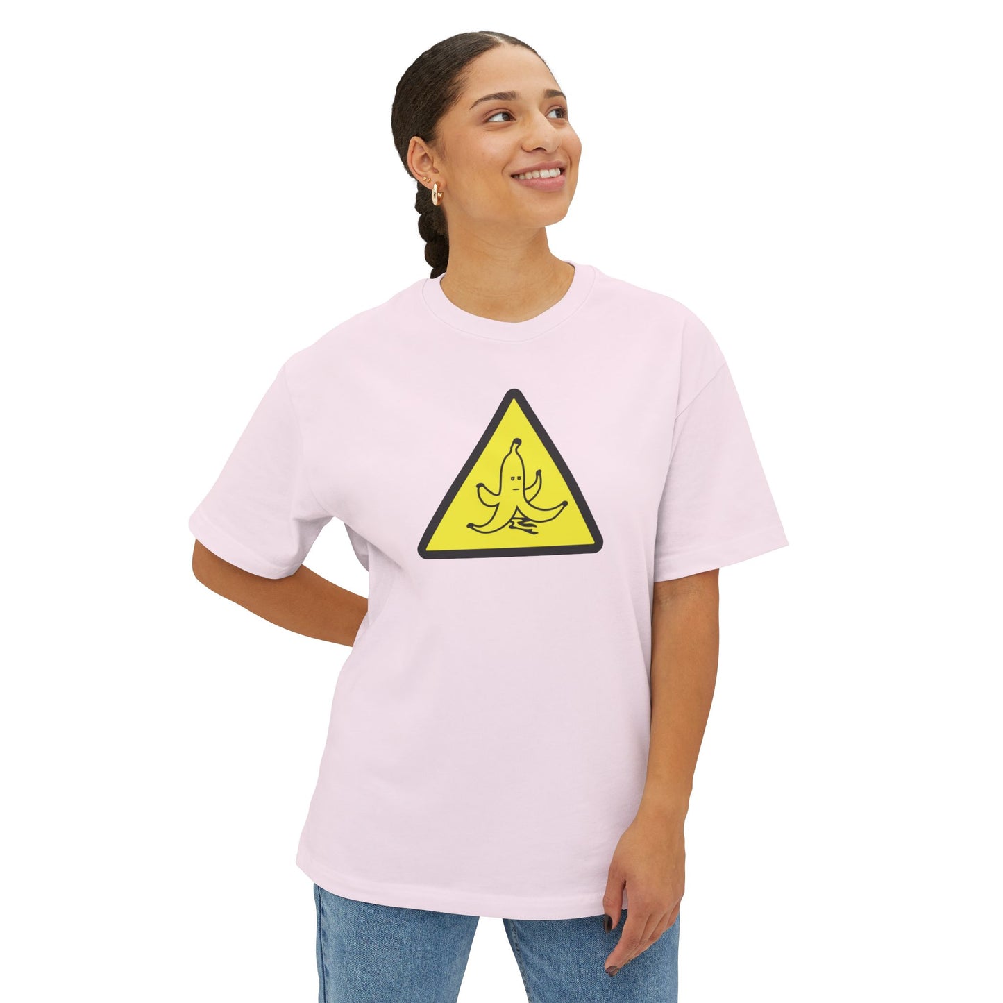 CAUTION BANANA PEEL. Unisex Oversized Boxy Tee