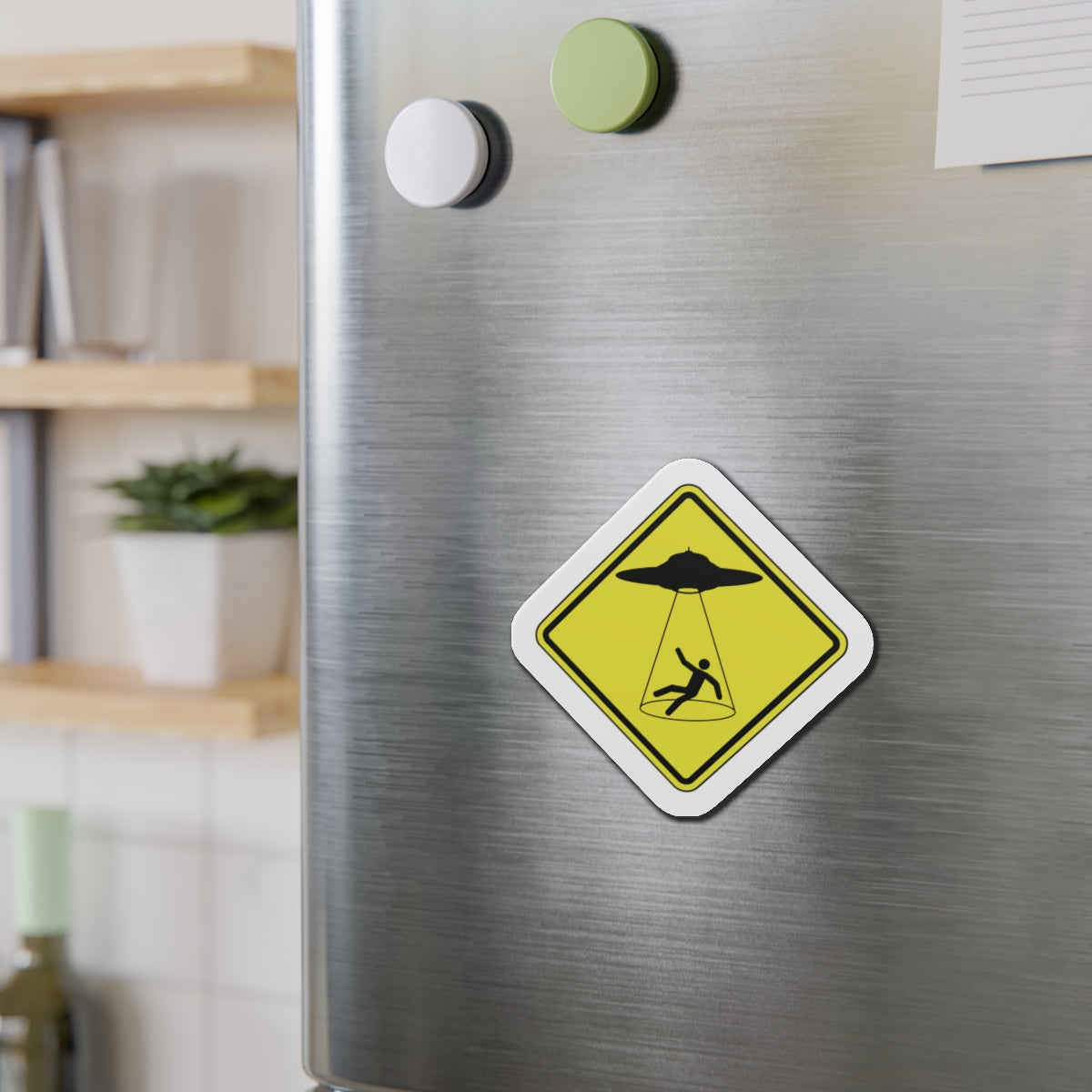 CAUTION UFO. Die-Cut Magnets
