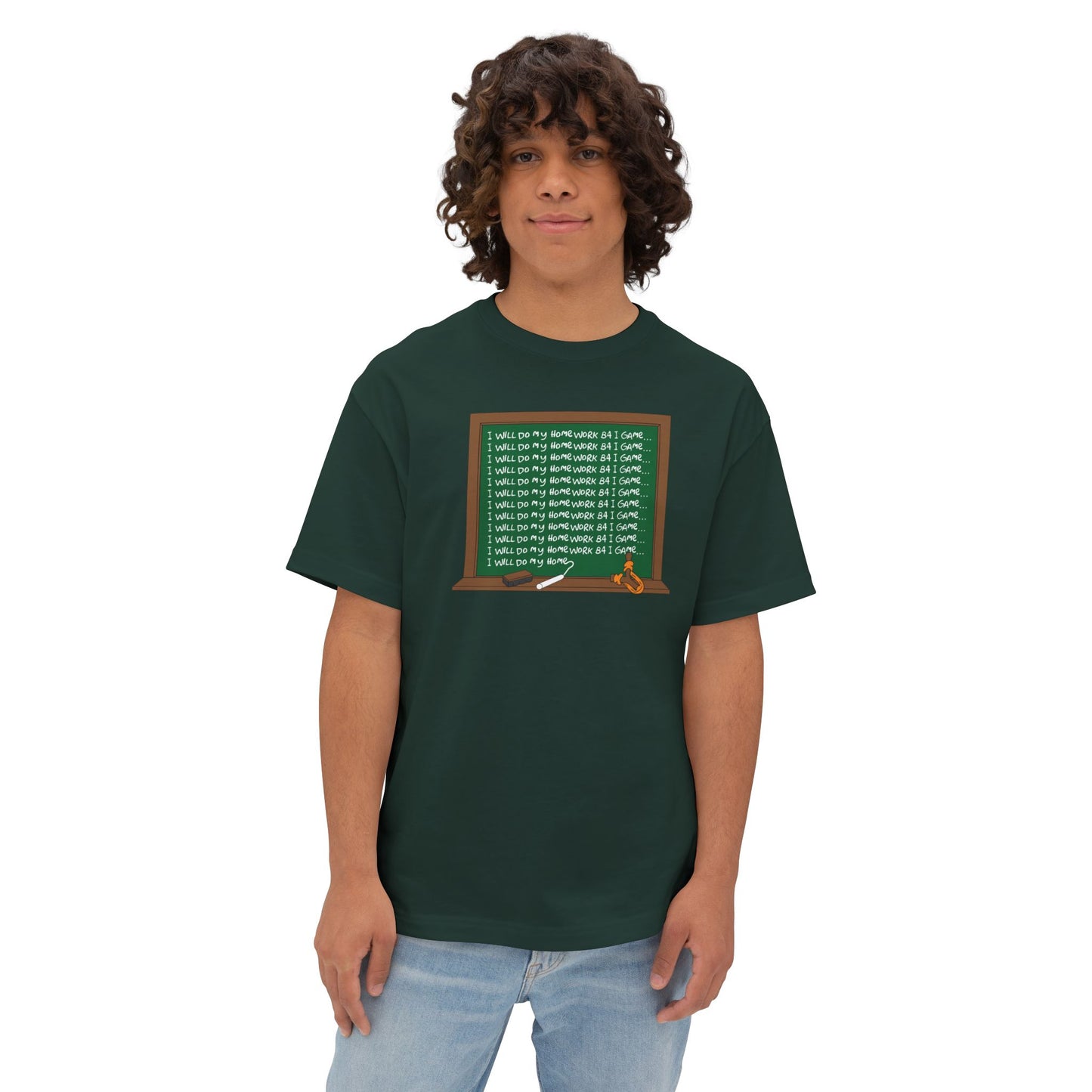 I WILL DO MY HOMEWORK B4 I GAME. Unisex Oversized Boxy Tee