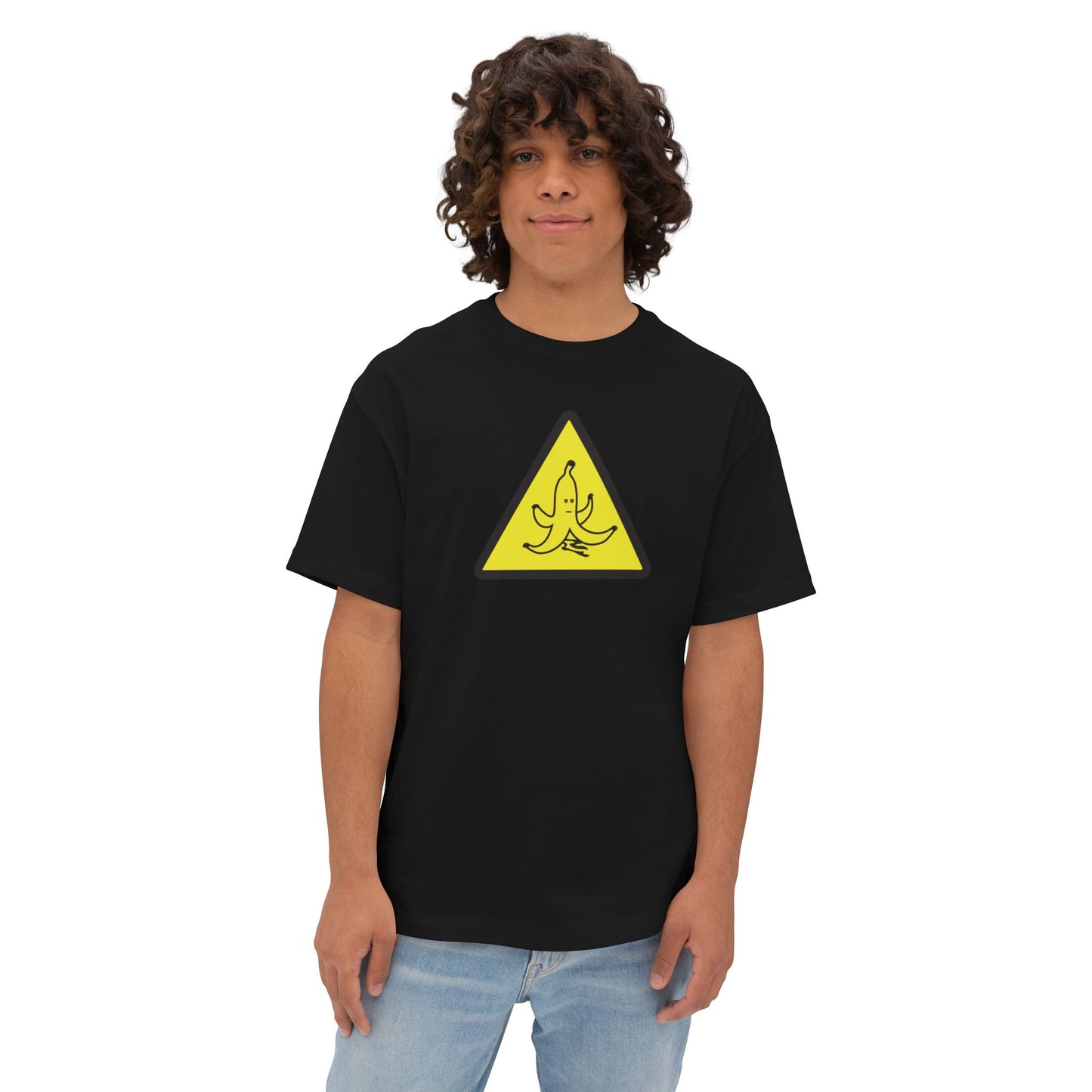 CAUTION BANANA PEEL. Unisex Oversized Boxy Tee