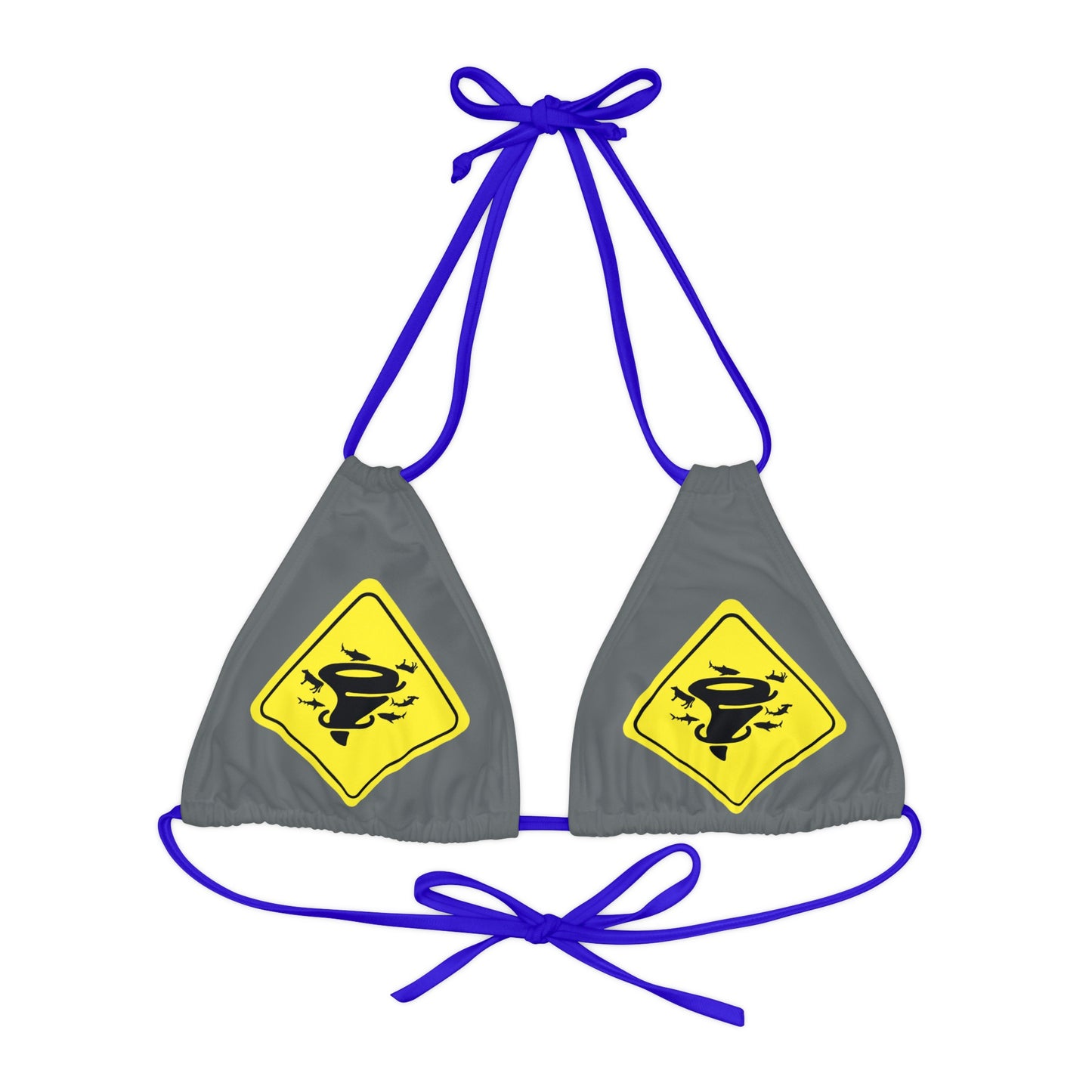 COW SHARK TORNADO. Strappy Triangle Bikini Top (AOP)