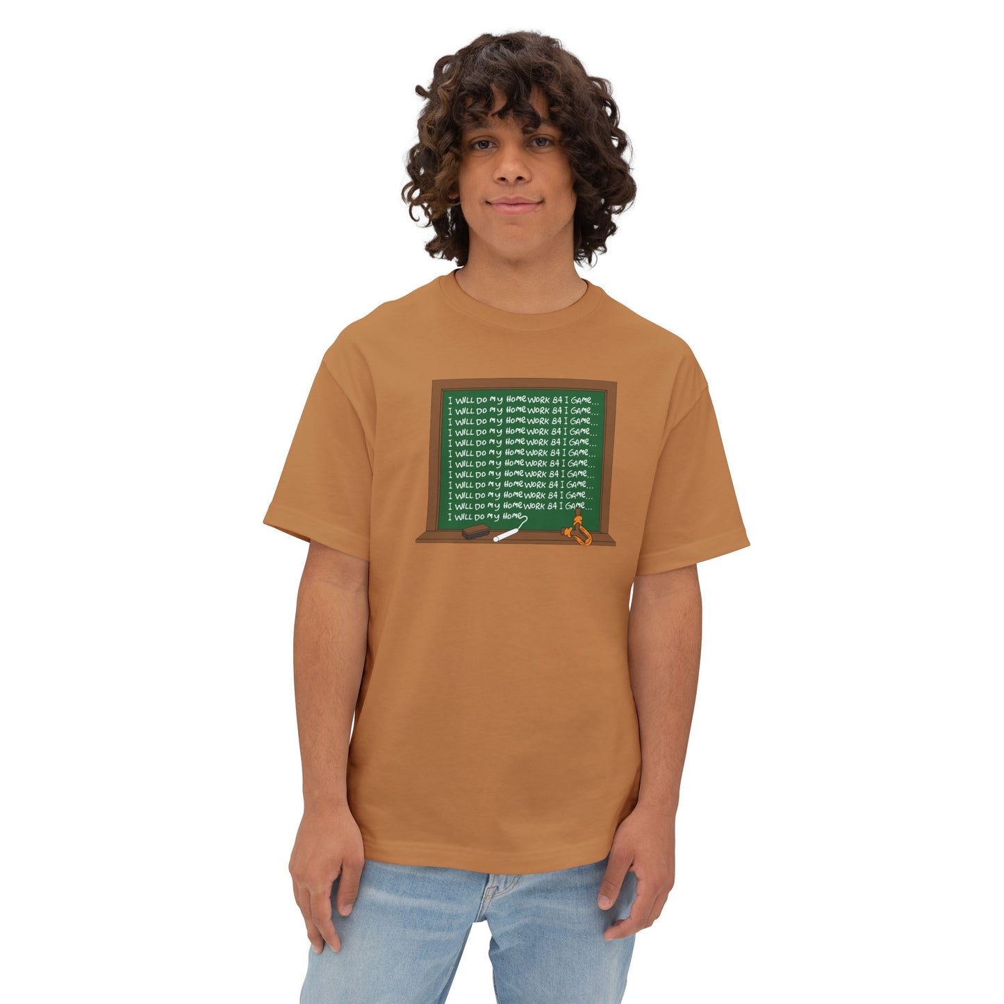 I WILL DO MY HOMEWORK B4 I GAME. Unisex Oversized Boxy Tee