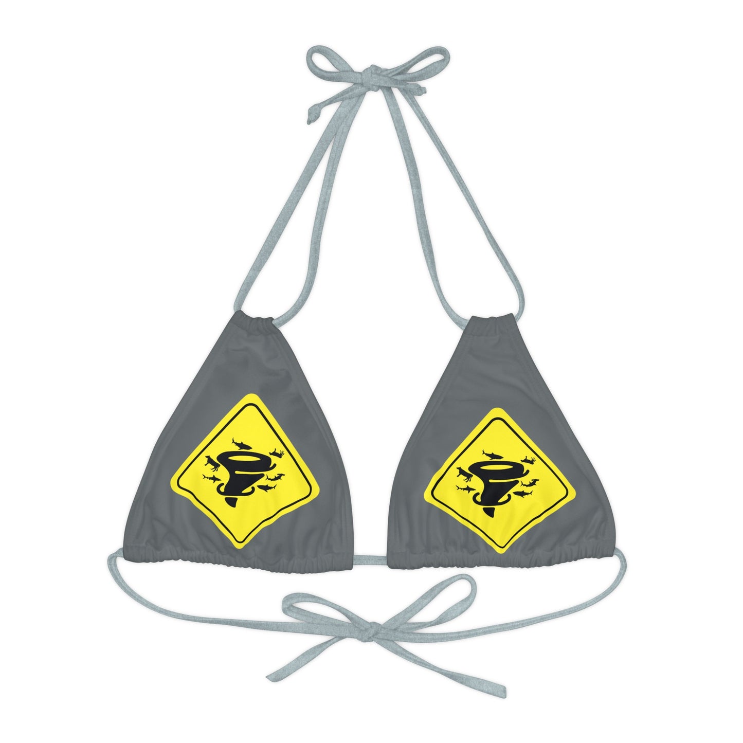 COW SHARK TORNADO. Strappy Triangle Bikini Top (AOP)