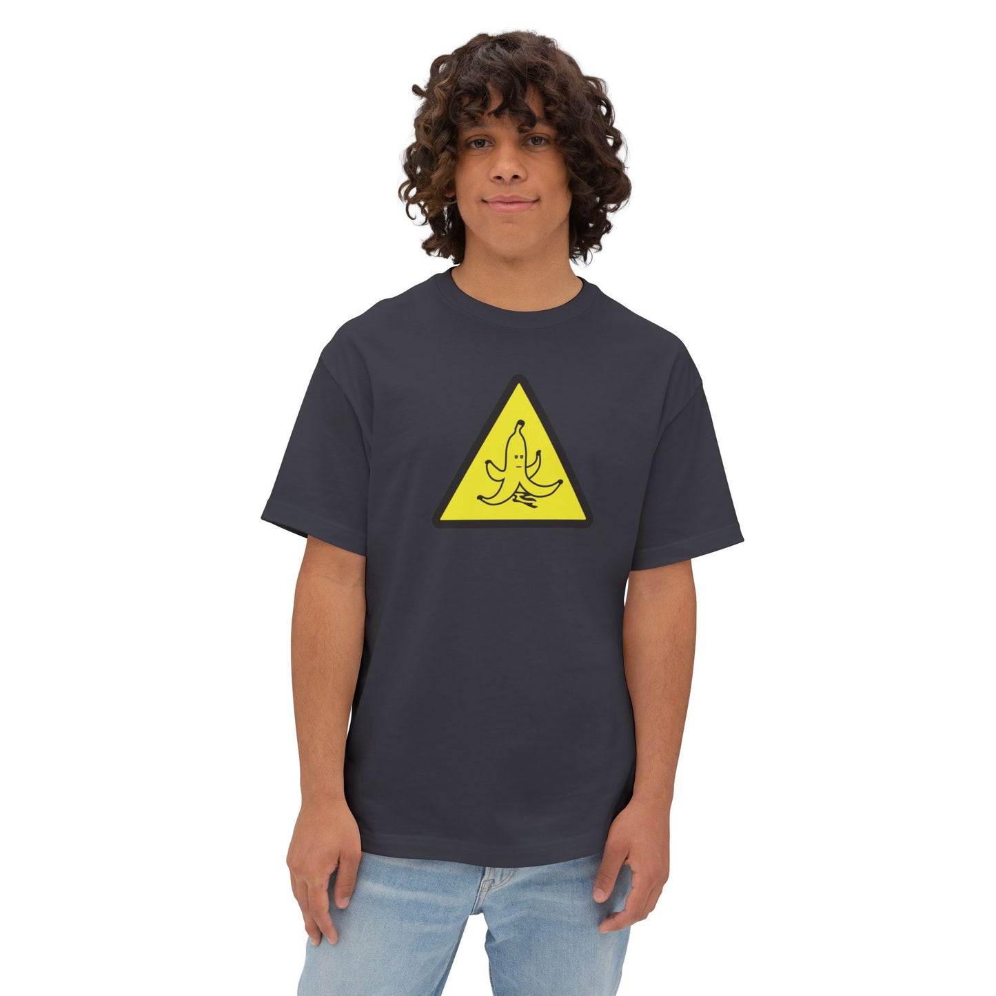 CAUTION BANANA PEEL. Unisex Oversized Boxy Tee
