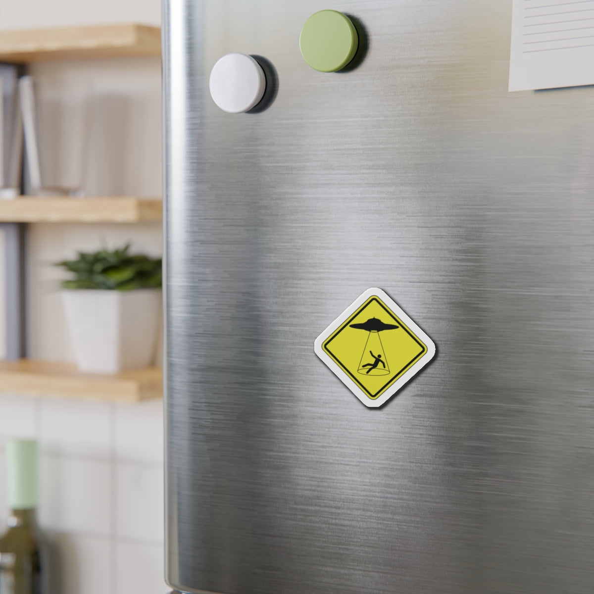 CAUTION UFO. Die-Cut Magnets