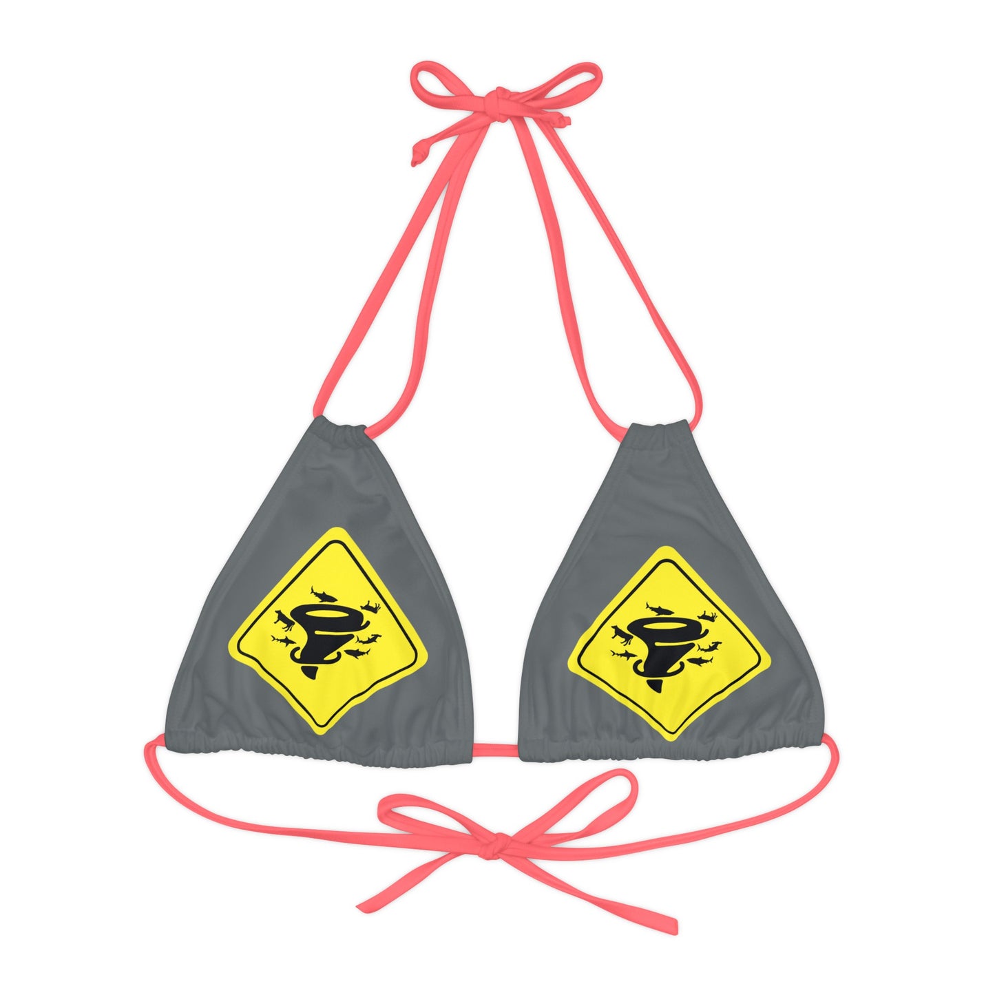 COW SHARK TORNADO. Strappy Triangle Bikini Top (AOP)