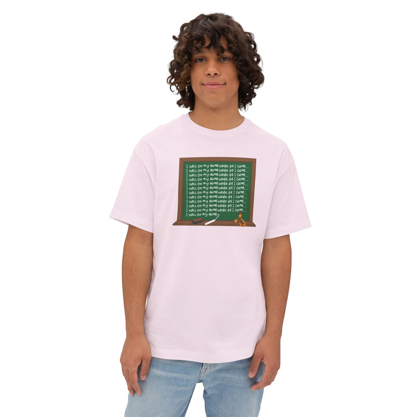 I WILL DO MY HOMEWORK B4 I GAME. Unisex Oversized Boxy Tee