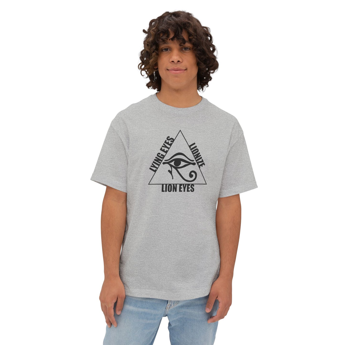 LYING EYES LIONIZE LION EYES. Unisex Oversized Boxy Tee