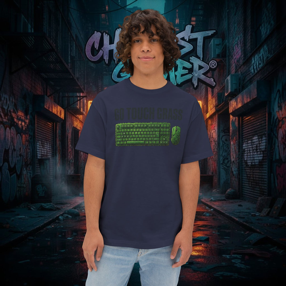 GO TOUCH GRASS. Unisex Oversized Boxy Tee