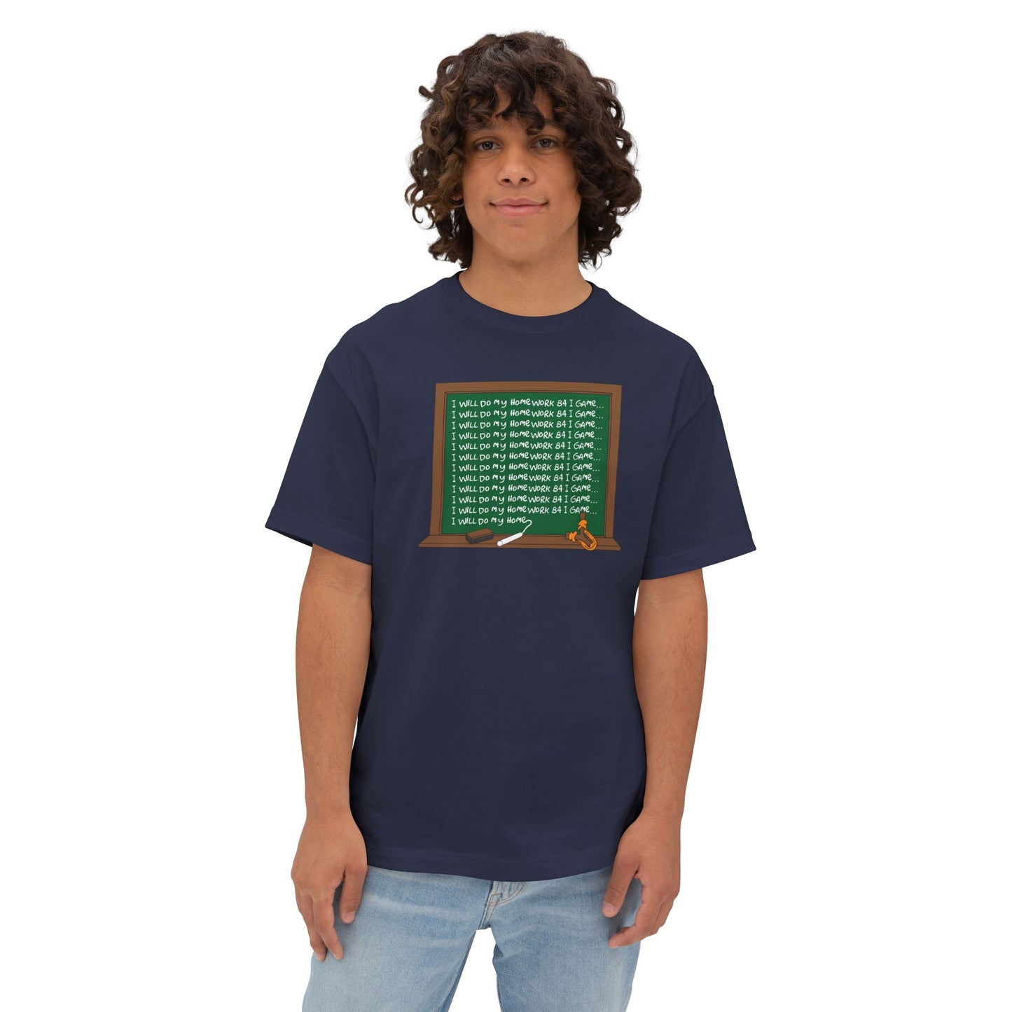 I WILL DO MY HOMEWORK B4 I GAME. Unisex Oversized Boxy Tee