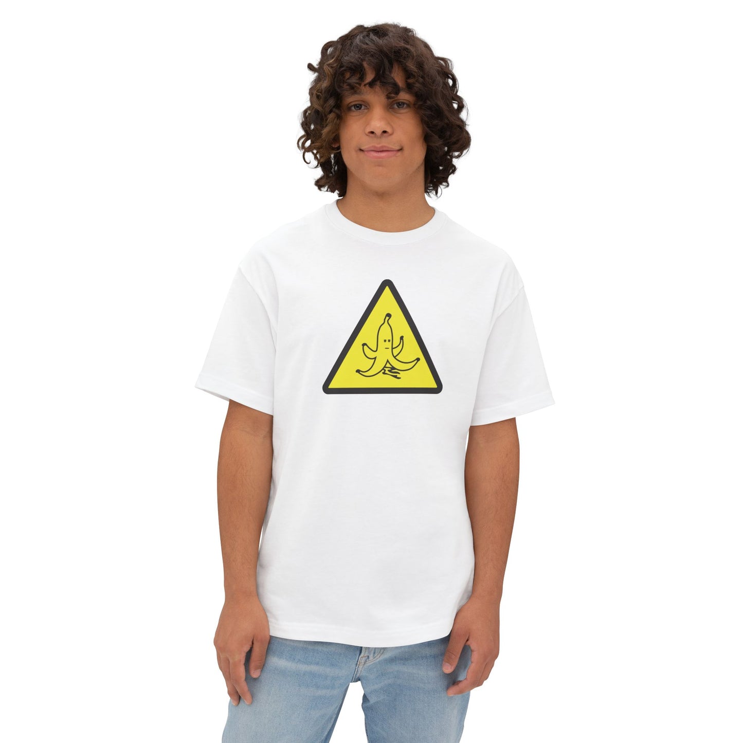 CAUTION BANANA PEEL. Unisex Oversized Boxy Tee