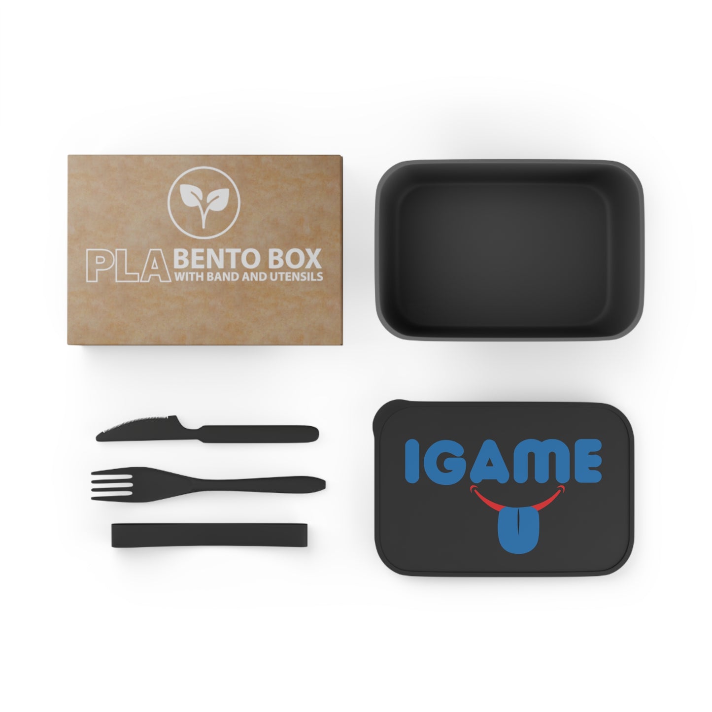 I HOPE I GAME. PLA Bento Box with Band and Utensils