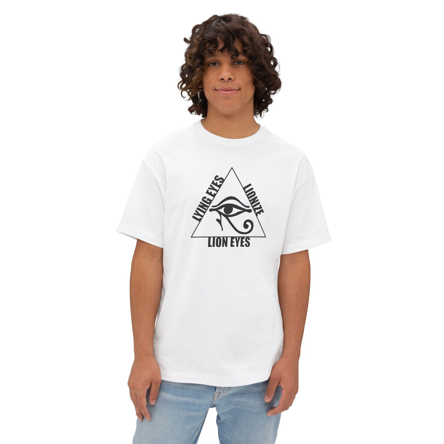 LYING EYES LIONIZE LION EYES. Unisex Oversized Boxy Tee