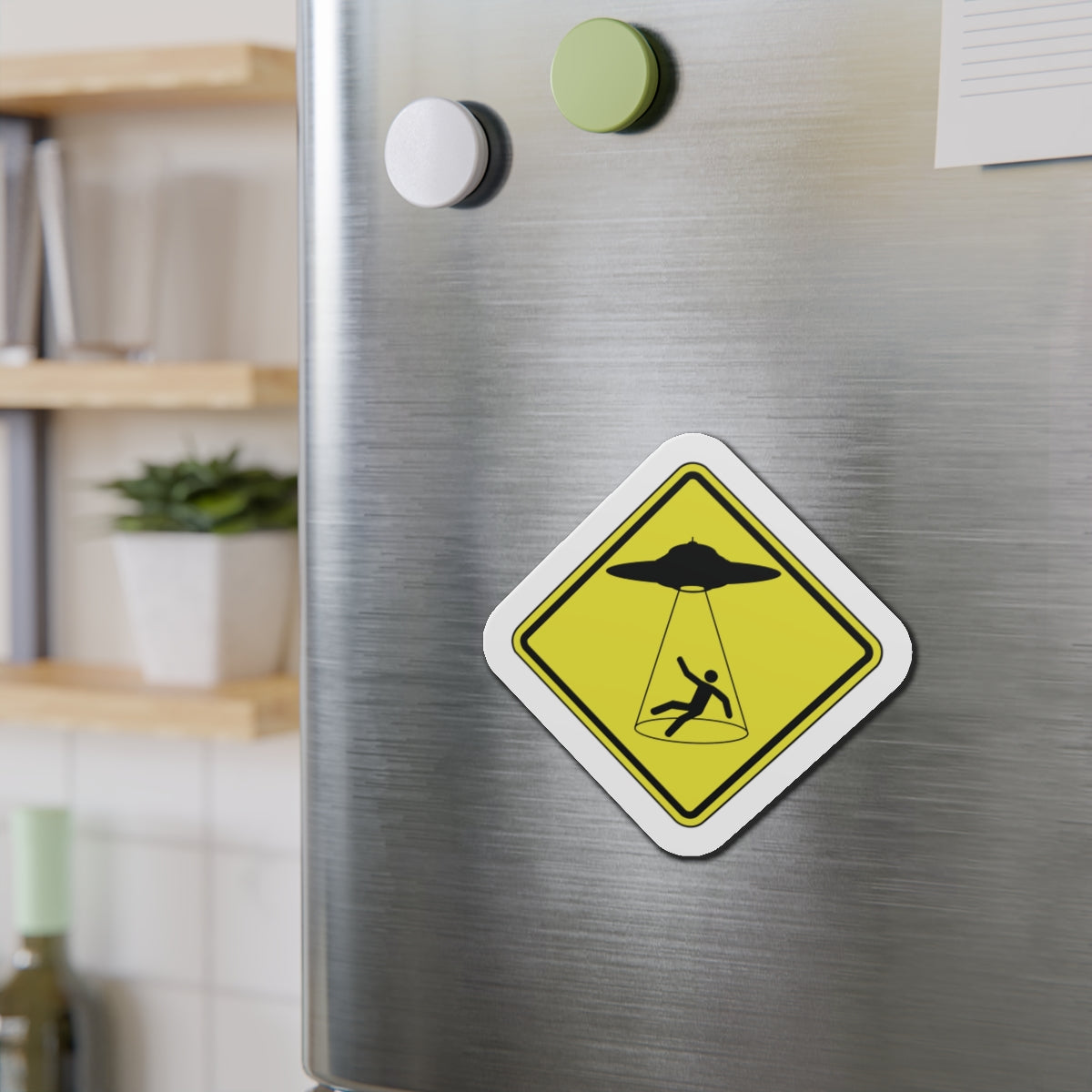 CAUTION UFO. Die-Cut Magnets
