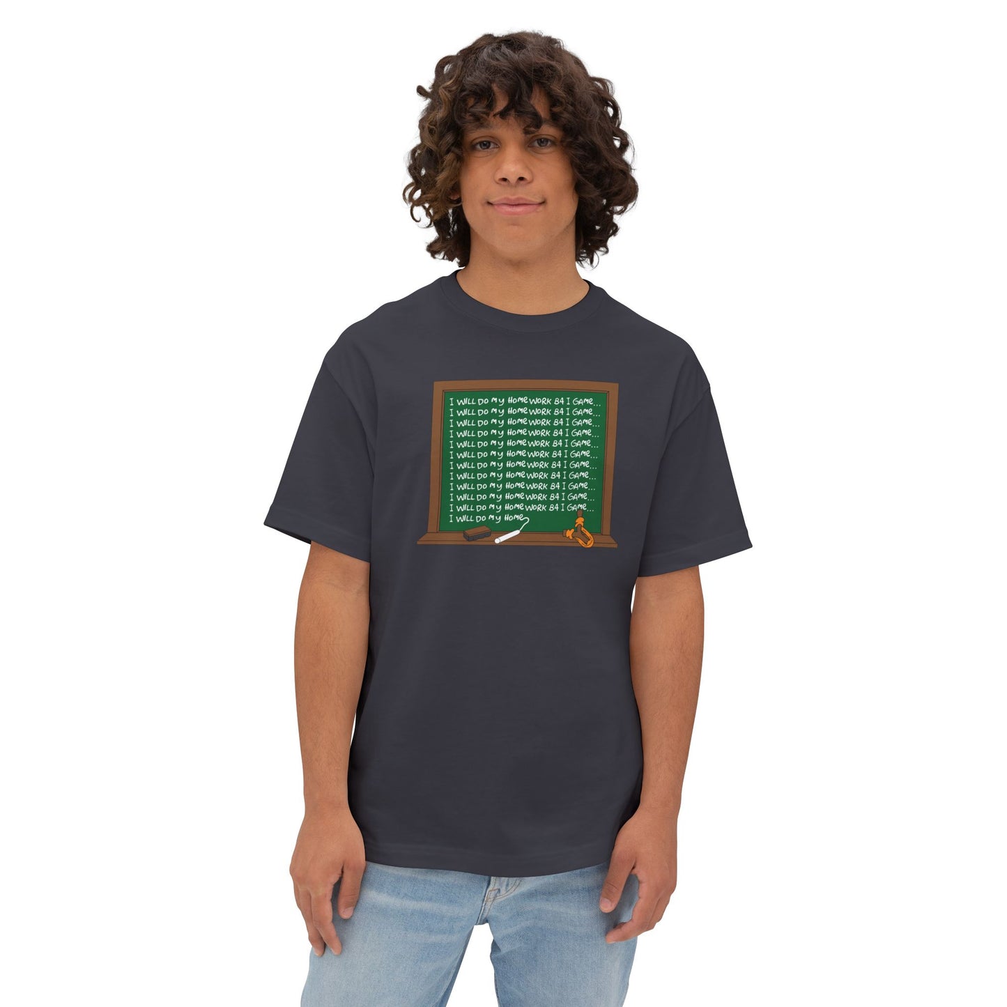 I WILL DO MY HOMEWORK B4 I GAME. Unisex Oversized Boxy Tee