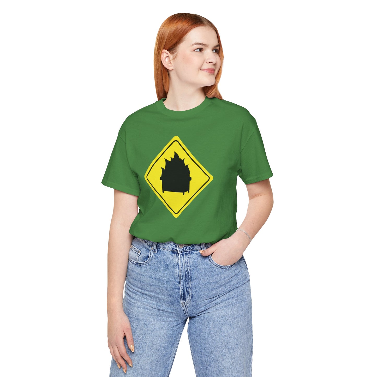CAUTION DUMPSTER FIRE. Unisex Jersey Short Sleeve Tee