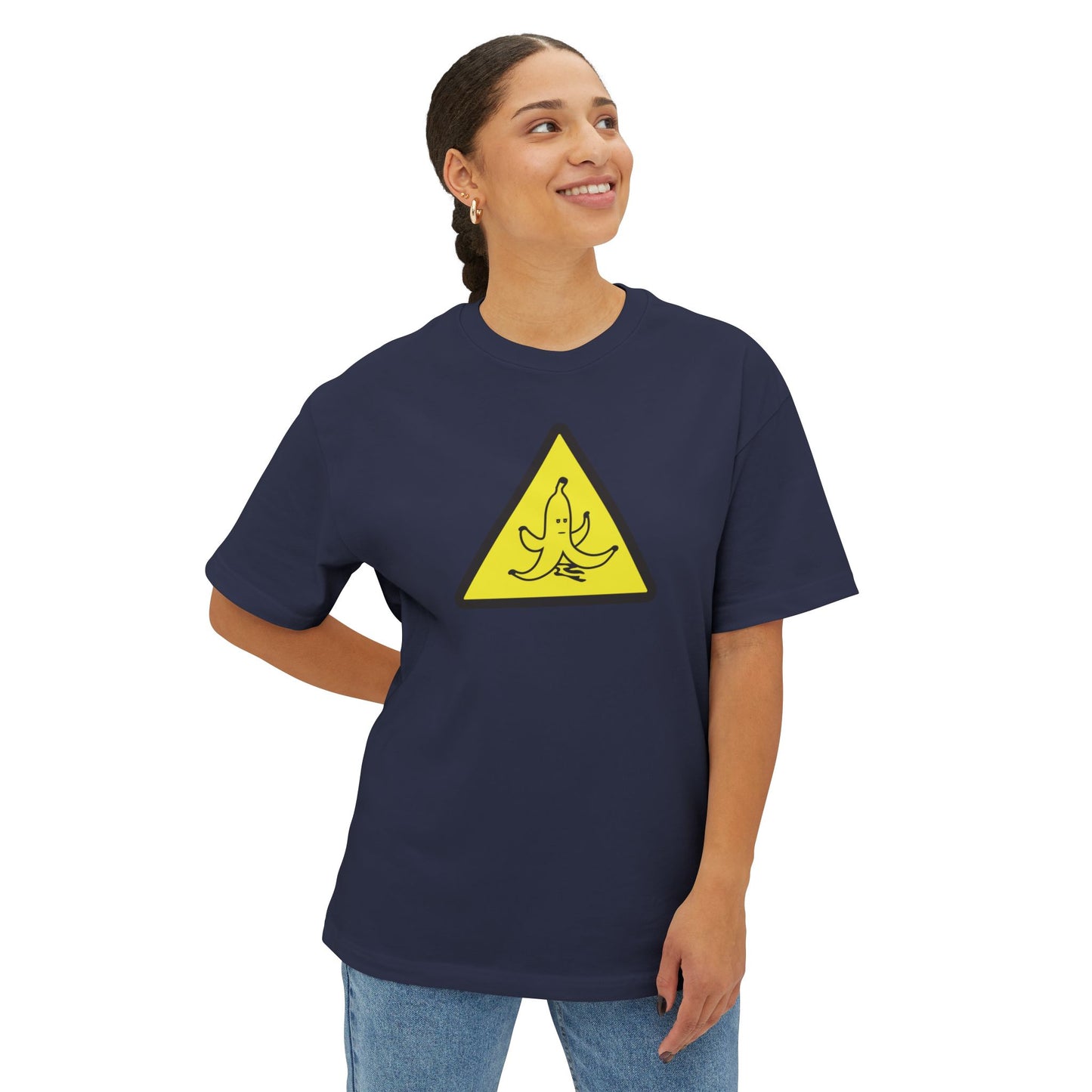 CAUTION BANANA PEEL. Unisex Oversized Boxy Tee