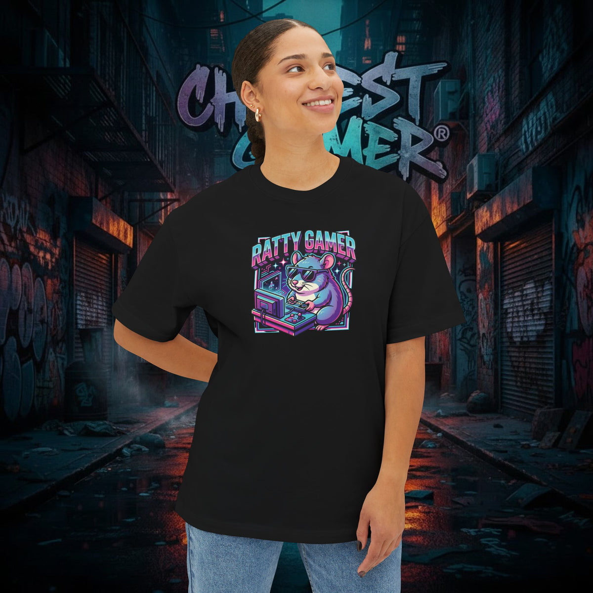 RATTY GAMER. Unisex Oversized Boxy Tee
