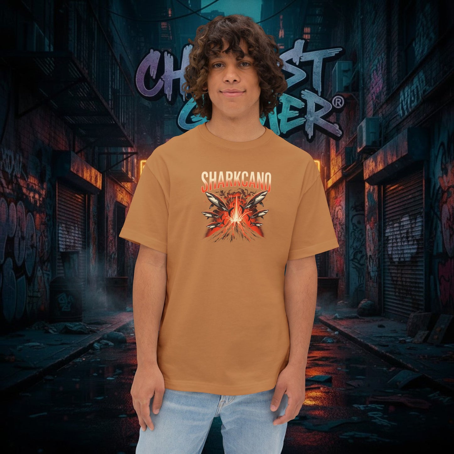 SHARKCANO V2. Unisex Oversized Boxy Tee