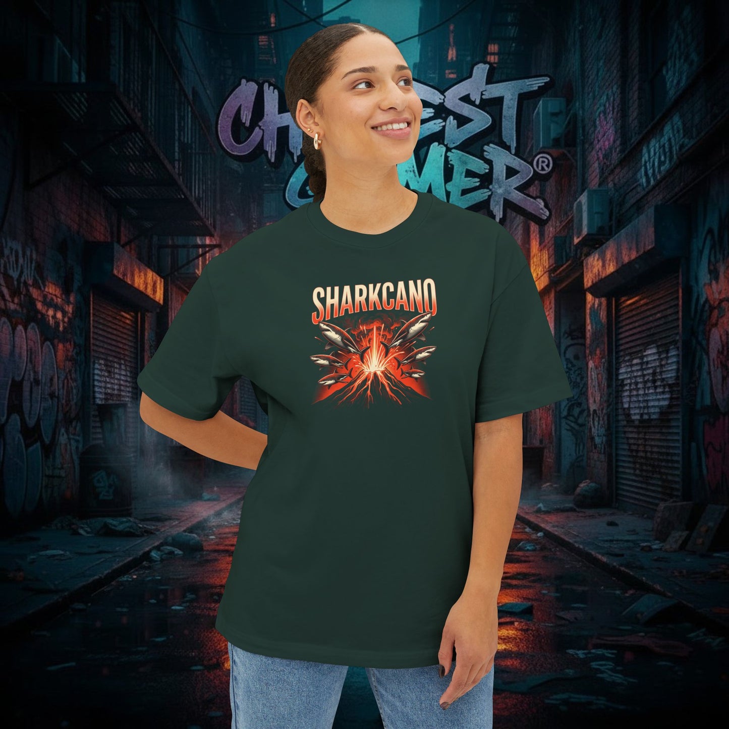 SHARKCANO V2. Unisex Oversized Boxy Tee