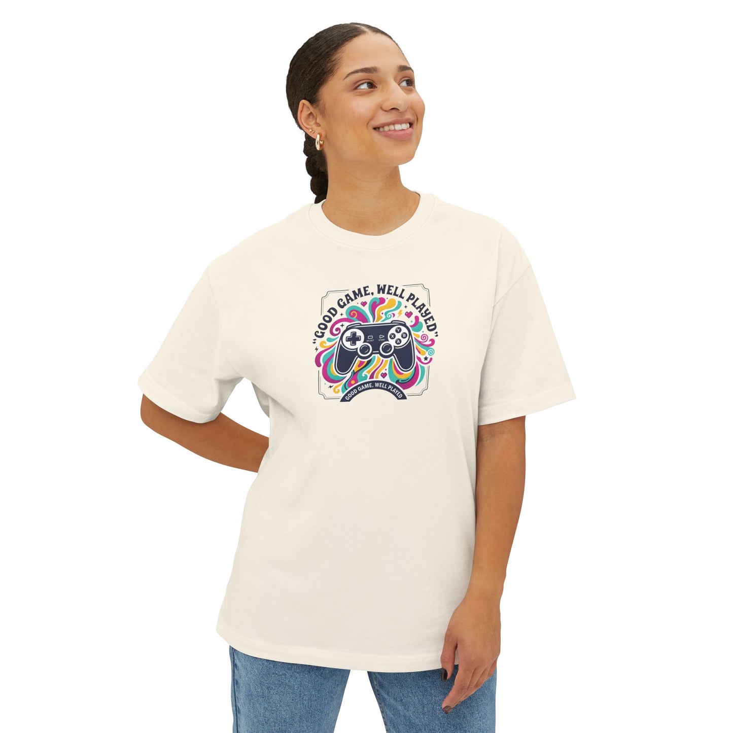 GOOD GAME WELL PLAYED TEE. Unisex Oversized Boxy Tee
