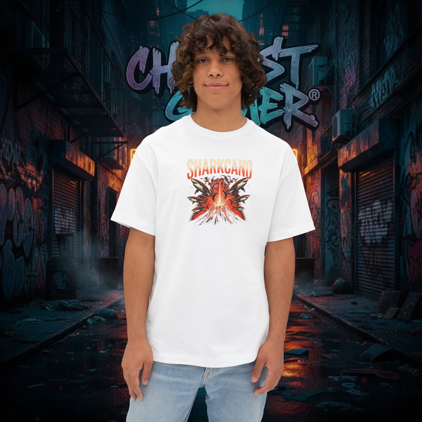 SHARKCANO V2. Unisex Oversized Boxy Tee