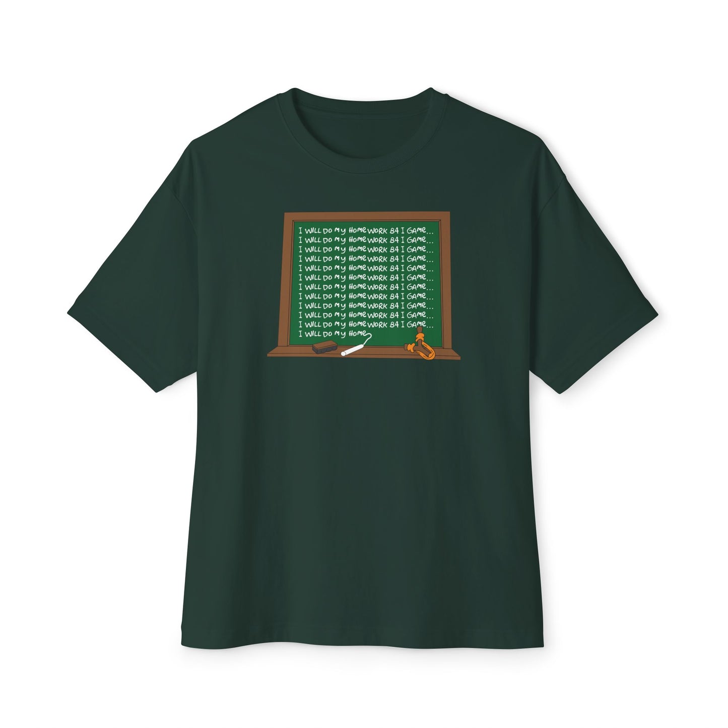 I WILL DO MY HOMEWORK B4 I GAME. Unisex Oversized Boxy Tee