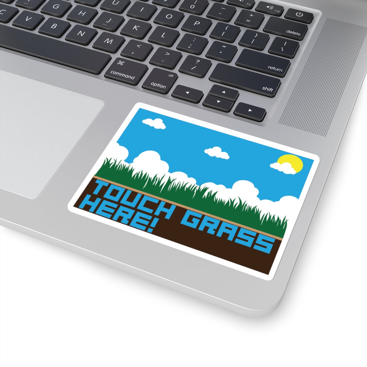 TOUCH GRASS HERE. Kiss-Cut Stickers