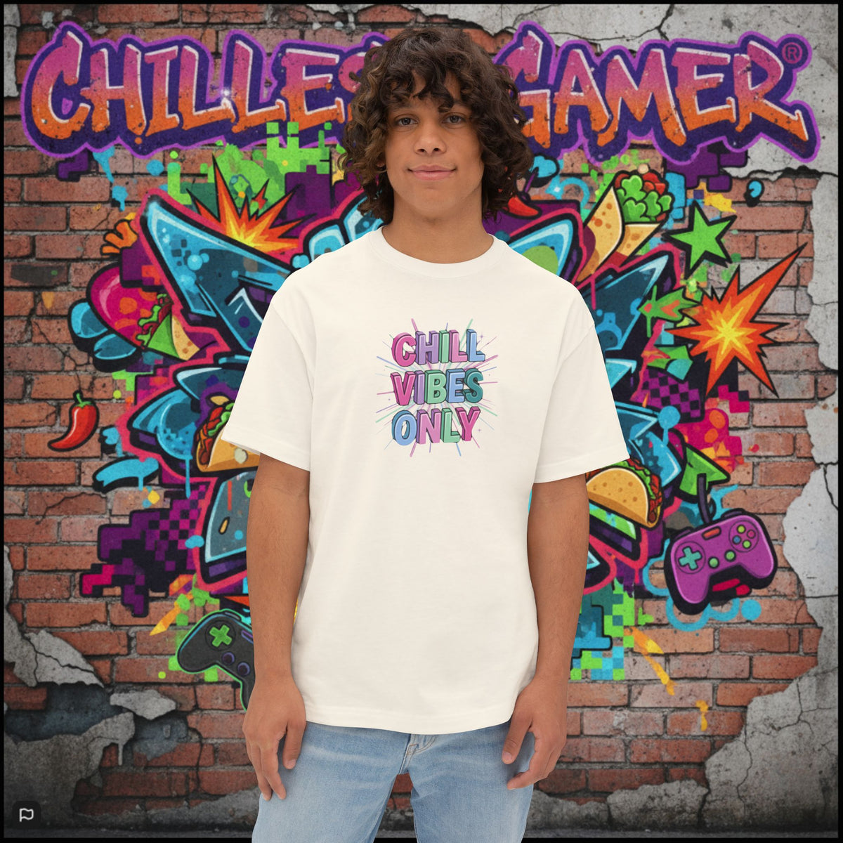 CHILL VIBES ONLY. Unisex Oversized Boxy Tee