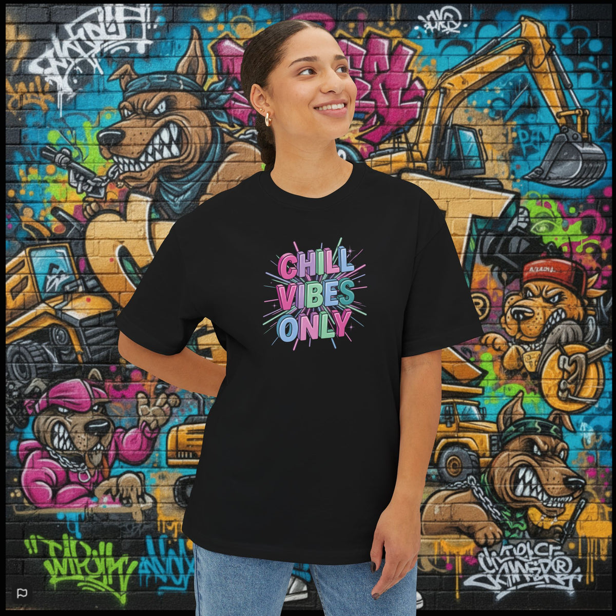 CHILL VIBES ONLY. Unisex Oversized Boxy Tee