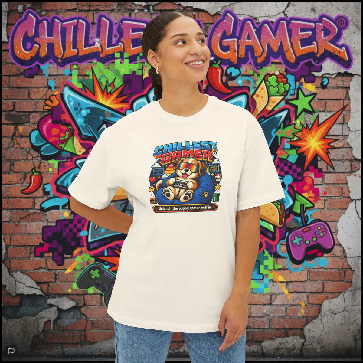 PUPPY GAMER. Unisex Oversized Boxy Tee