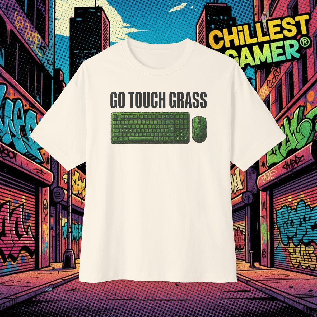 GO TOUCH GRASS. Unisex Oversized Boxy Tee