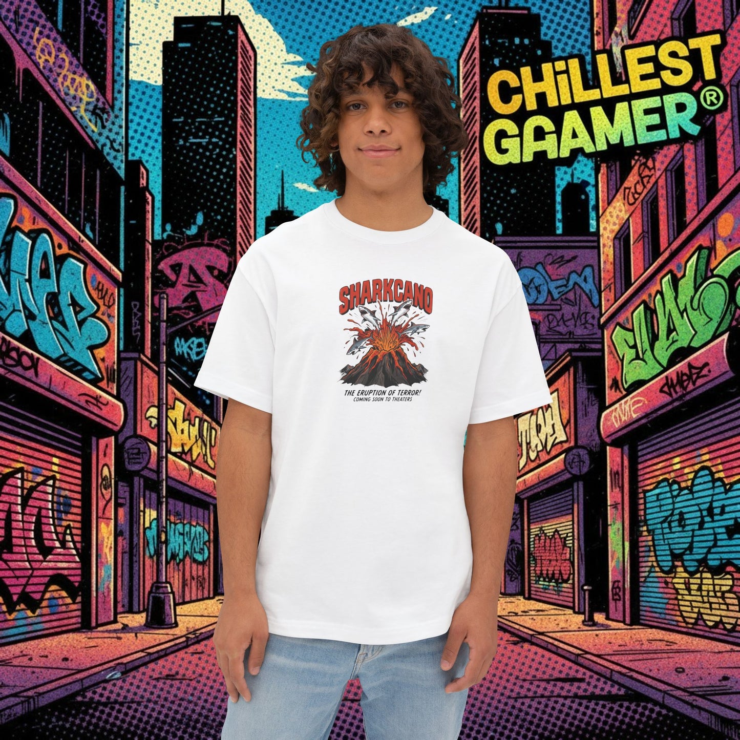 SHARKCANO. Unisex Oversized Boxy Tee
