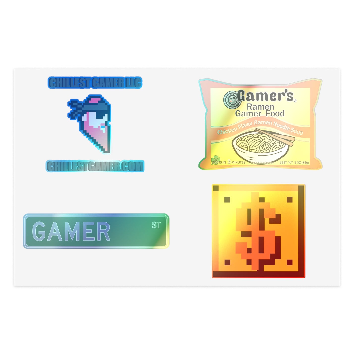 RAMEN GAMER FOOD, GAMER ST & COIN BOX. Sticker Sheet Bundle, 5sheets