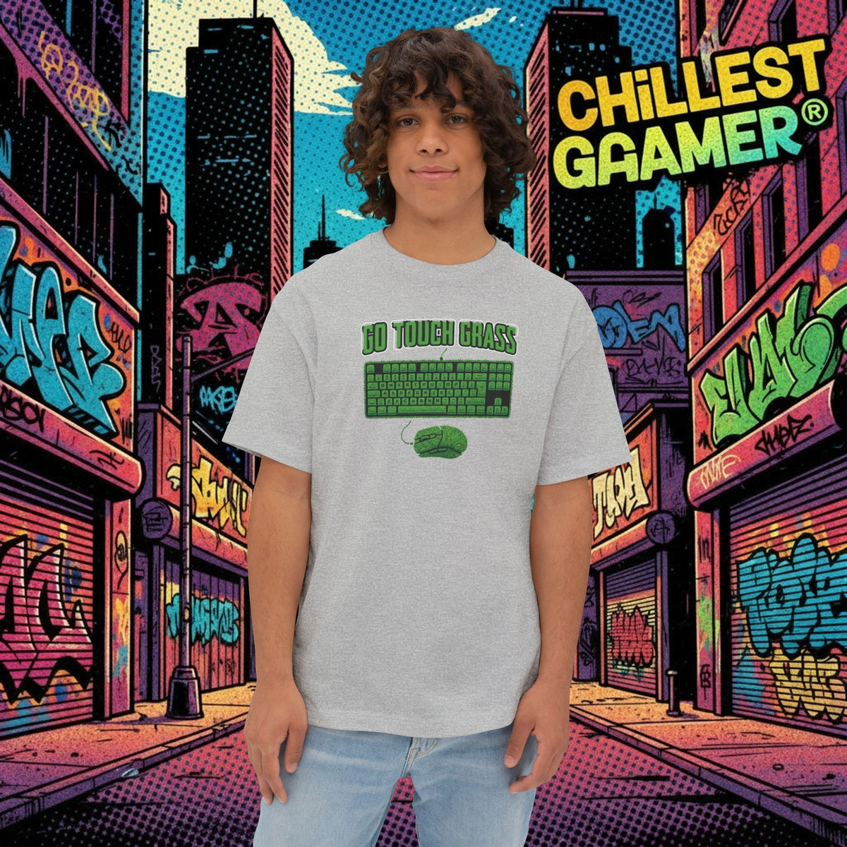 GO TOUCH GRASS. Unisex Oversized Boxy Tee