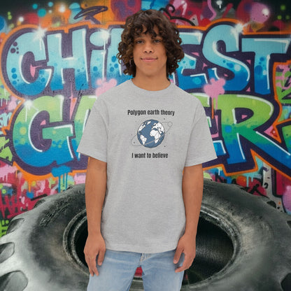 POLYGON EARTH THEORY, I WANT TO BELIEVE. Unisex Oversized Boxy Tee
