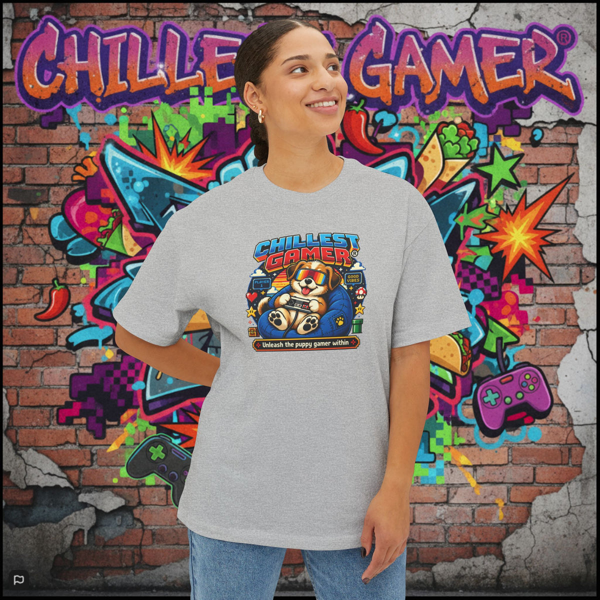 PUPPY GAMER. Unisex Oversized Boxy Tee