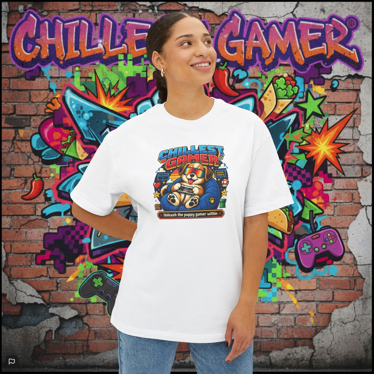 PUPPY GAMER. Unisex Oversized Boxy Tee