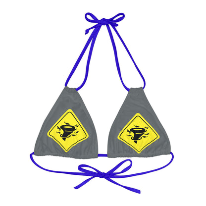 COW SHARK TORNADO. Strappy Triangle Bikini Top (AOP)