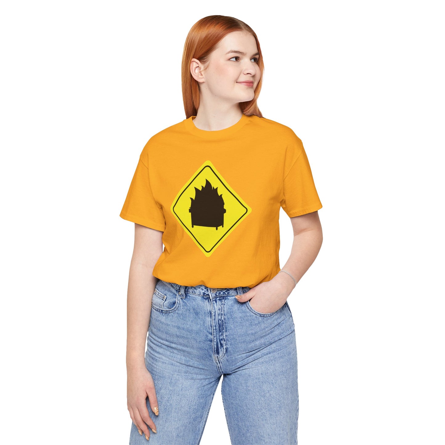 CAUTION DUMPSTER FIRE. Unisex Jersey Short Sleeve Tee