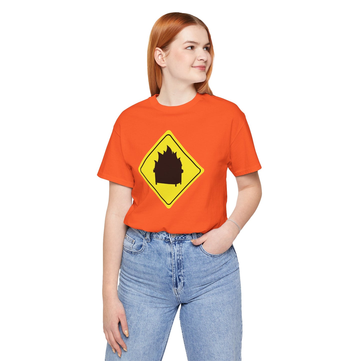 CAUTION DUMPSTER FIRE. Unisex Jersey Short Sleeve Tee