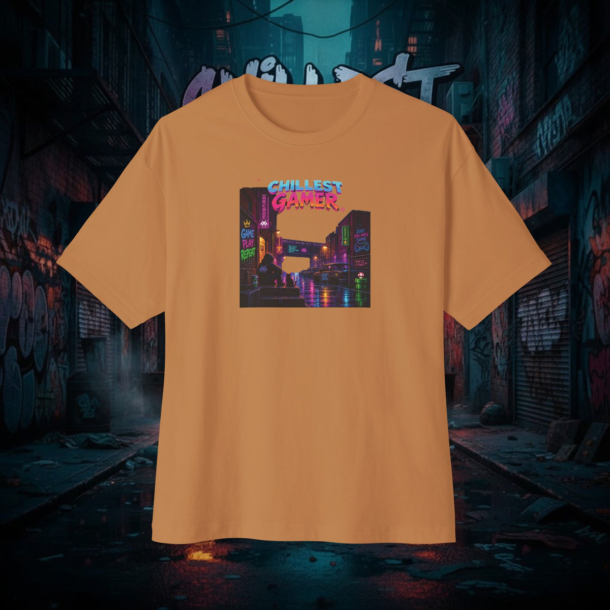 CHILLEST GAMER® ALLEY. Unisex Oversized Boxy Tee