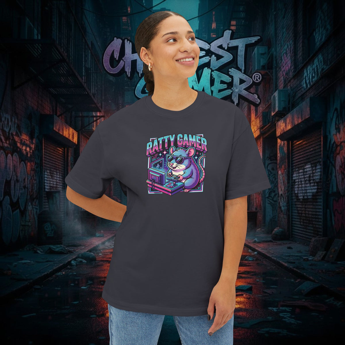 RATTY GAMER. Unisex Oversized Boxy Tee
