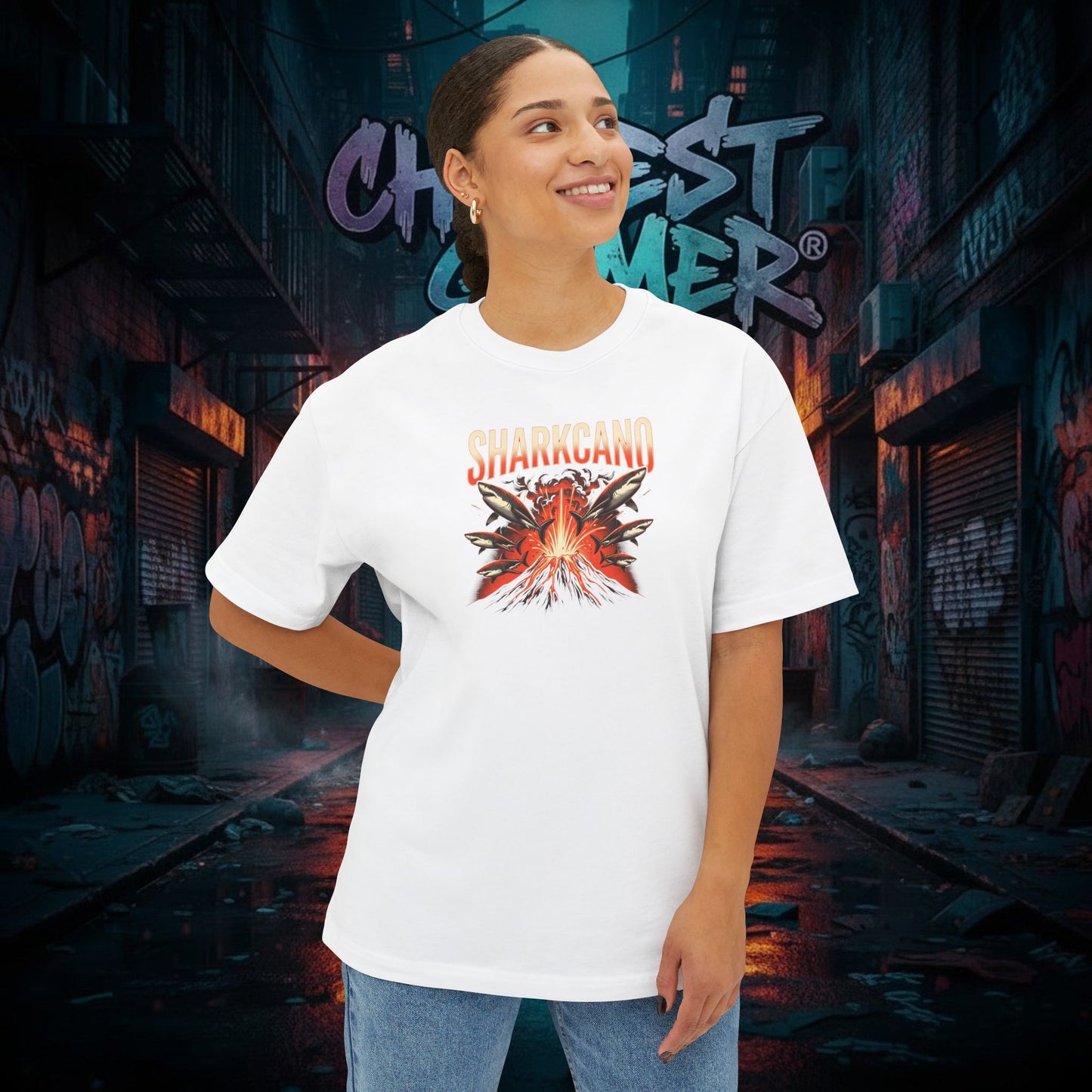 SHARKCANO V2. Unisex Oversized Boxy Tee