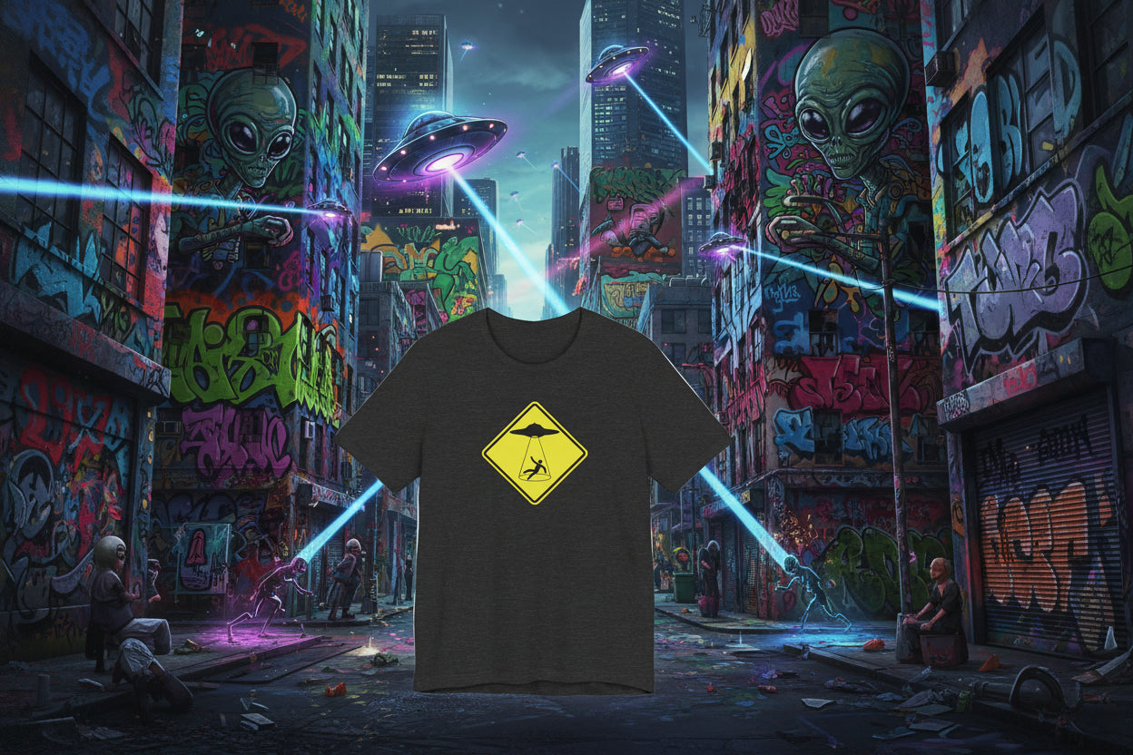 CAUTION UFO! Unisex Jersey Short Sleeve Tee