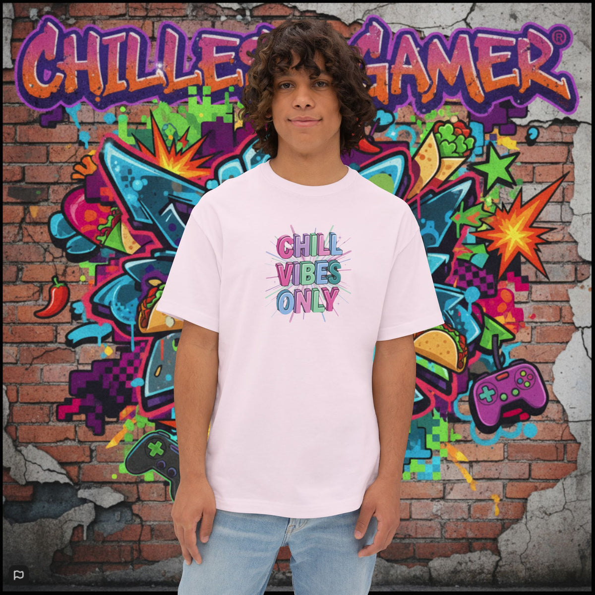 CHILL VIBES ONLY. Unisex Oversized Boxy Tee