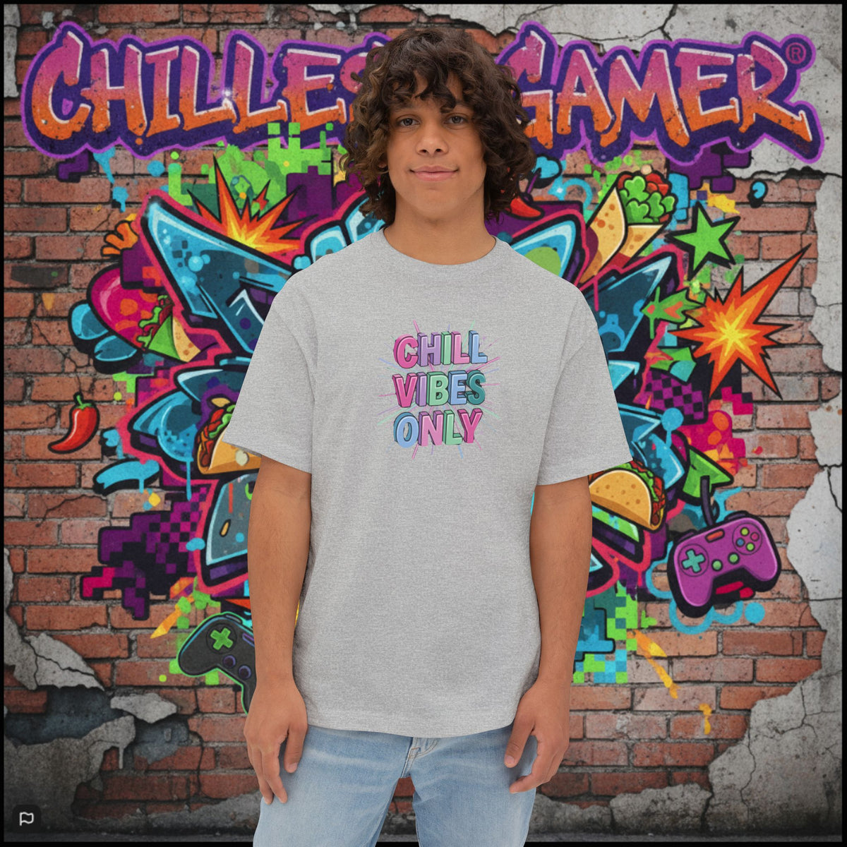 CHILL VIBES ONLY. Unisex Oversized Boxy Tee