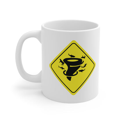 COW SHARK TORNADO. White Ceramic Mug, 11oz