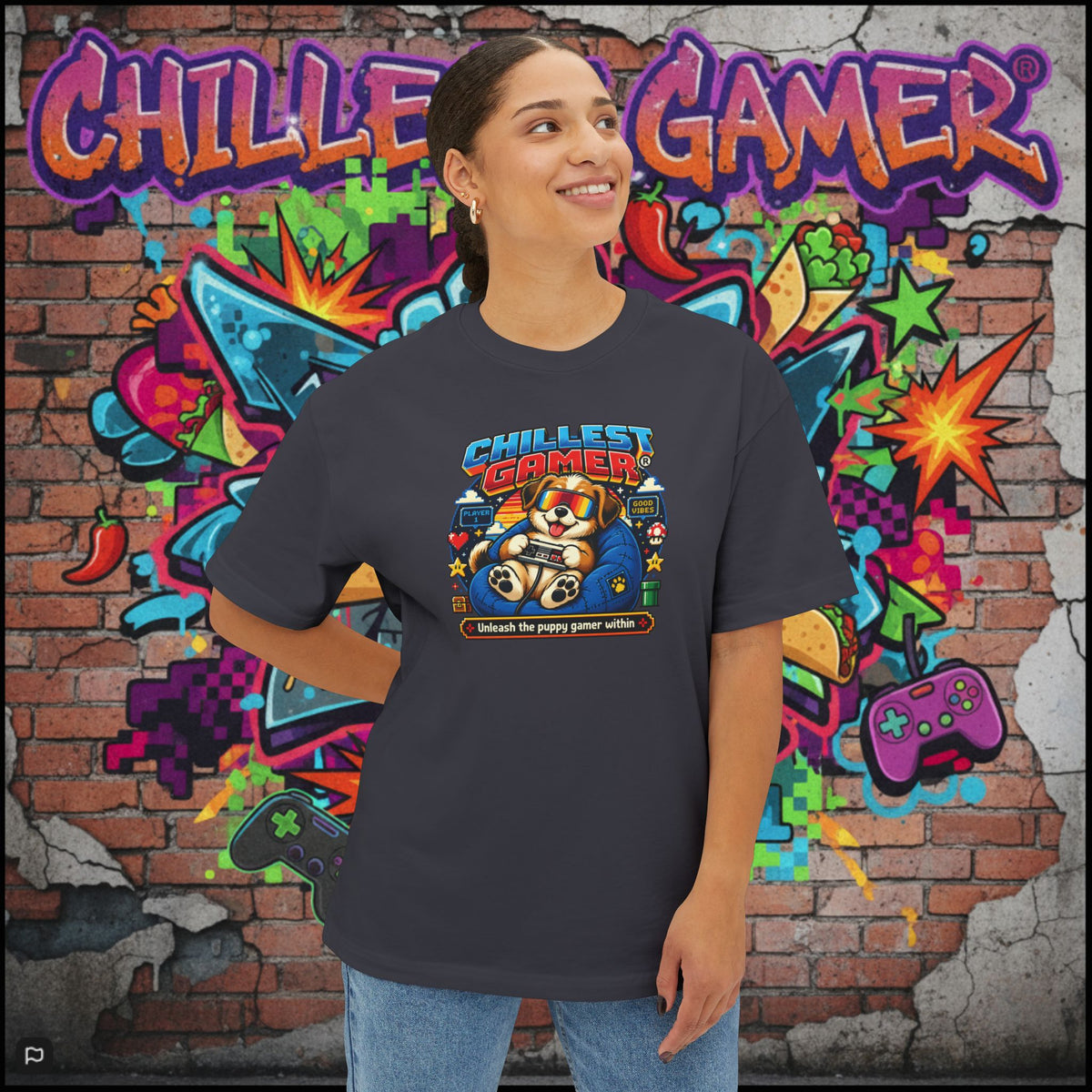 PUPPY GAMER. Unisex Oversized Boxy Tee